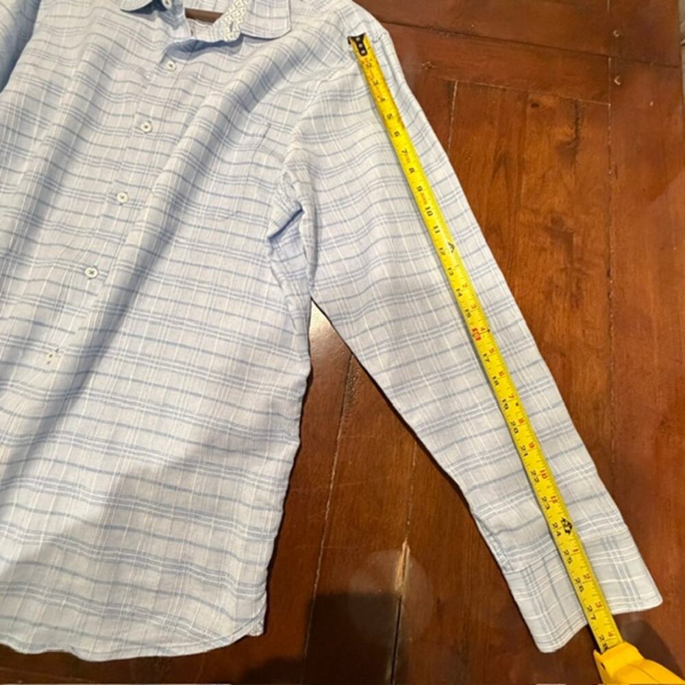 Tommy Bahama Barbados Breeze Stretch Linen Plaid Shirt XL Blue Long Sleeve - Picture 9 of 12
